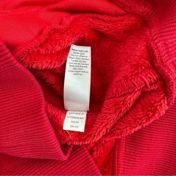 Athleta Triumph Hoodie Double Cozy Karma Hibiscus Red Velour Size XS X-Small - Picture 7 of 10